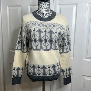 Studio One By Campus Gray White Geometric Sweater M